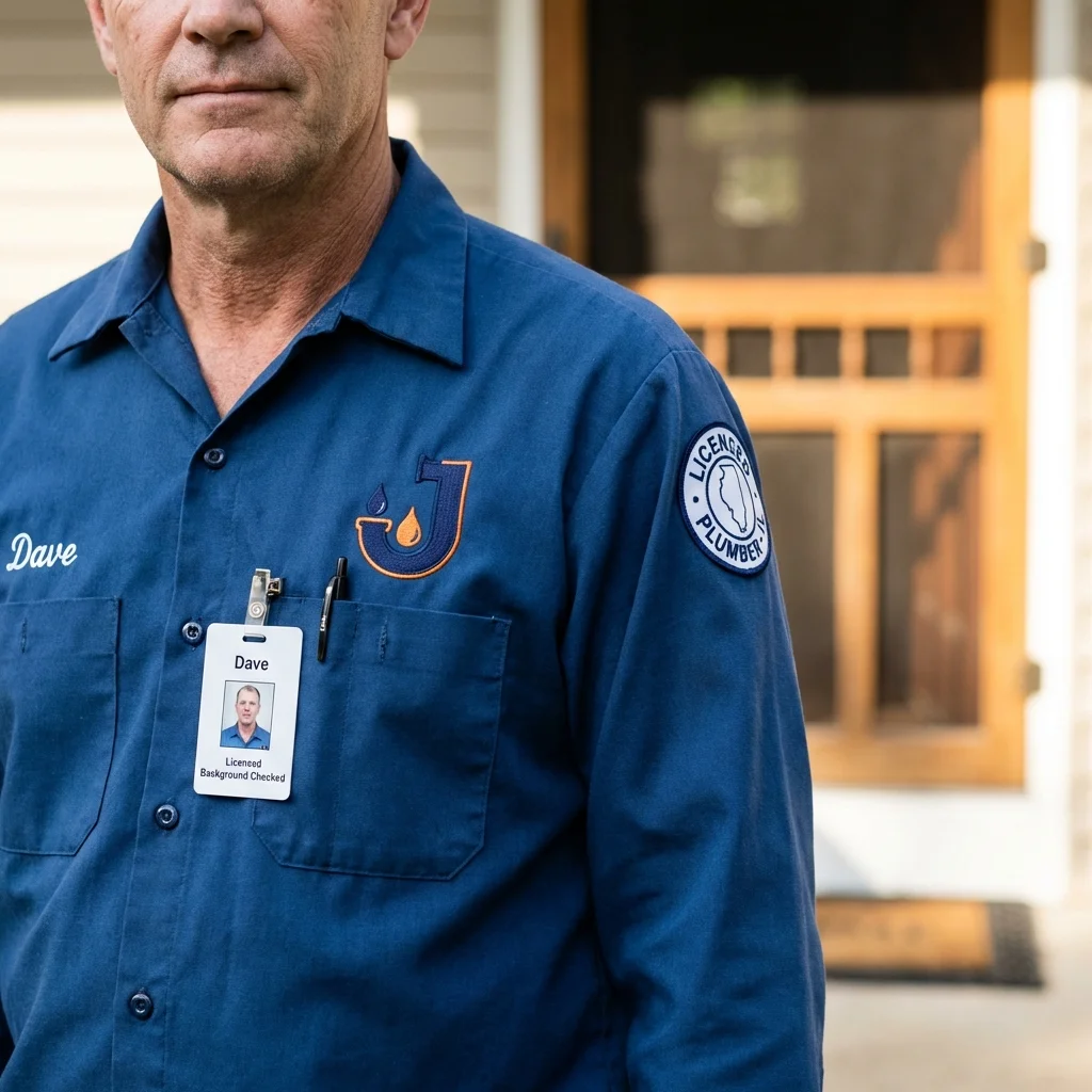 Licensed plumber showing ID badge in Avon Lake, OH