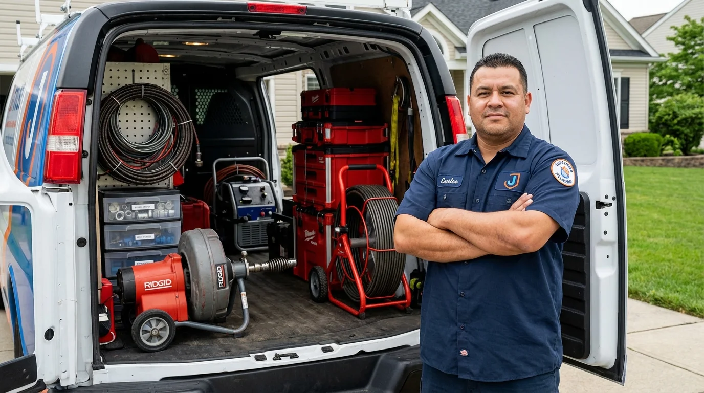 Professional drain cleaning equipment and Johns Plumbing LLC plumber in Avon Lake
