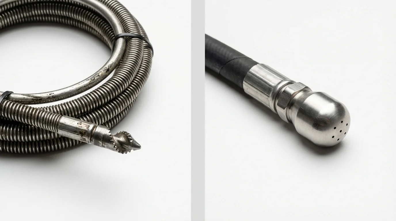 Drain snake cable and hydro jetting nozzle used for drain cleaning in Avon Lake, OH