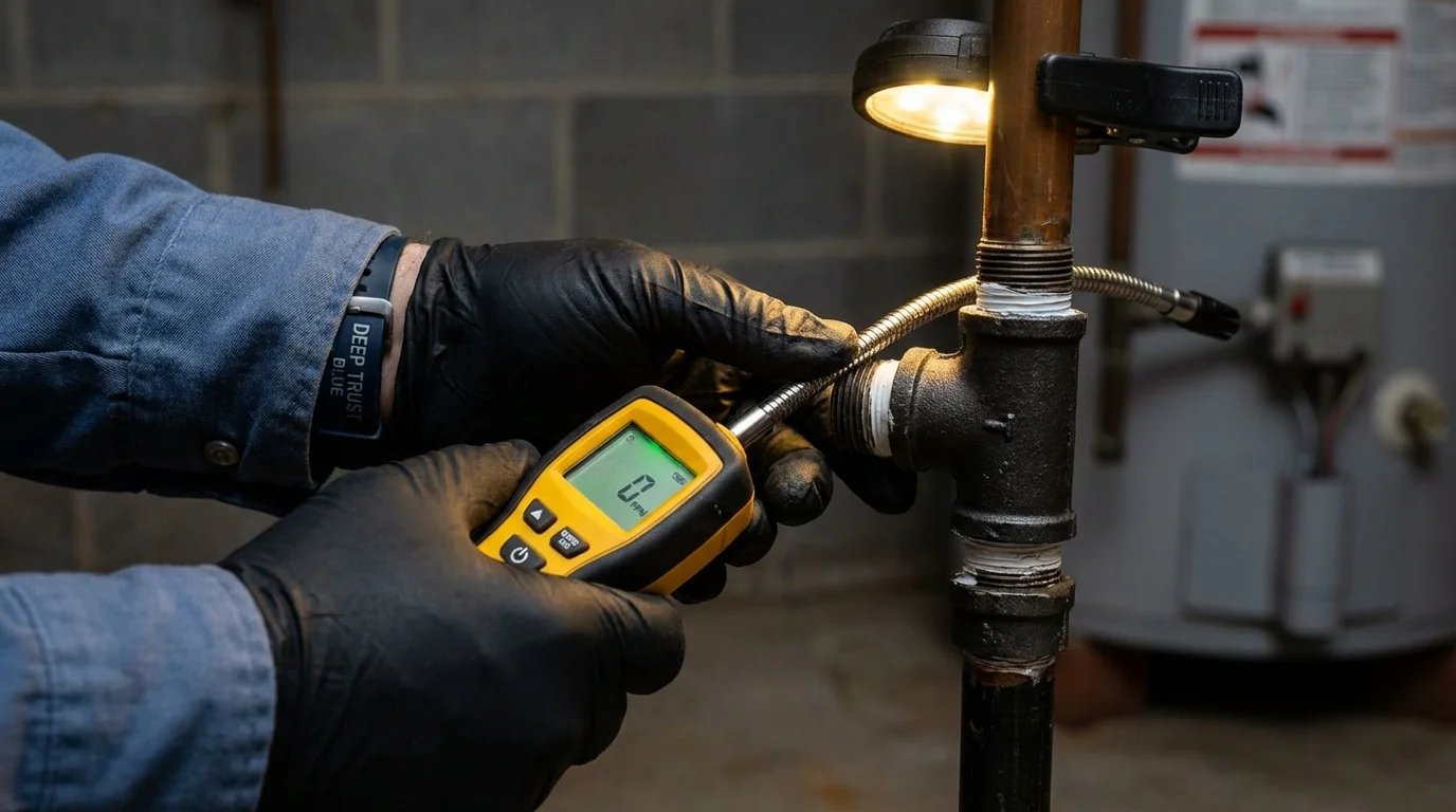 Gas leak detection with electronic sniffer by Johns Plumbing LLC in Avon Lake